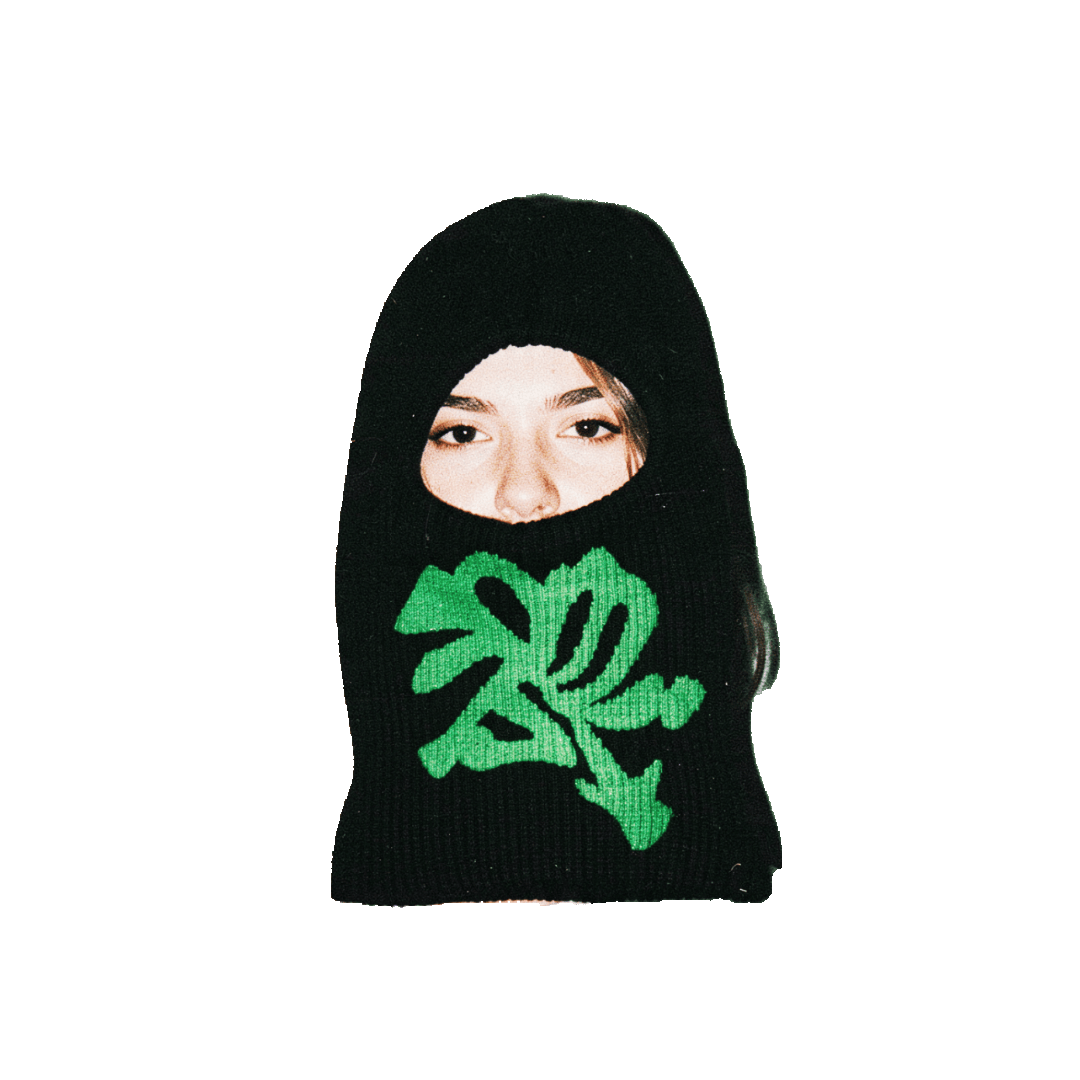black.green ski mask